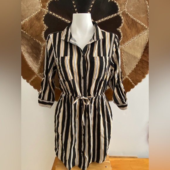🐦⬛ 4/$20 🐦⬛  Funky Warped Marble Striped Tunic/Dress 3/4 Sleeve - Picture 5 of 7